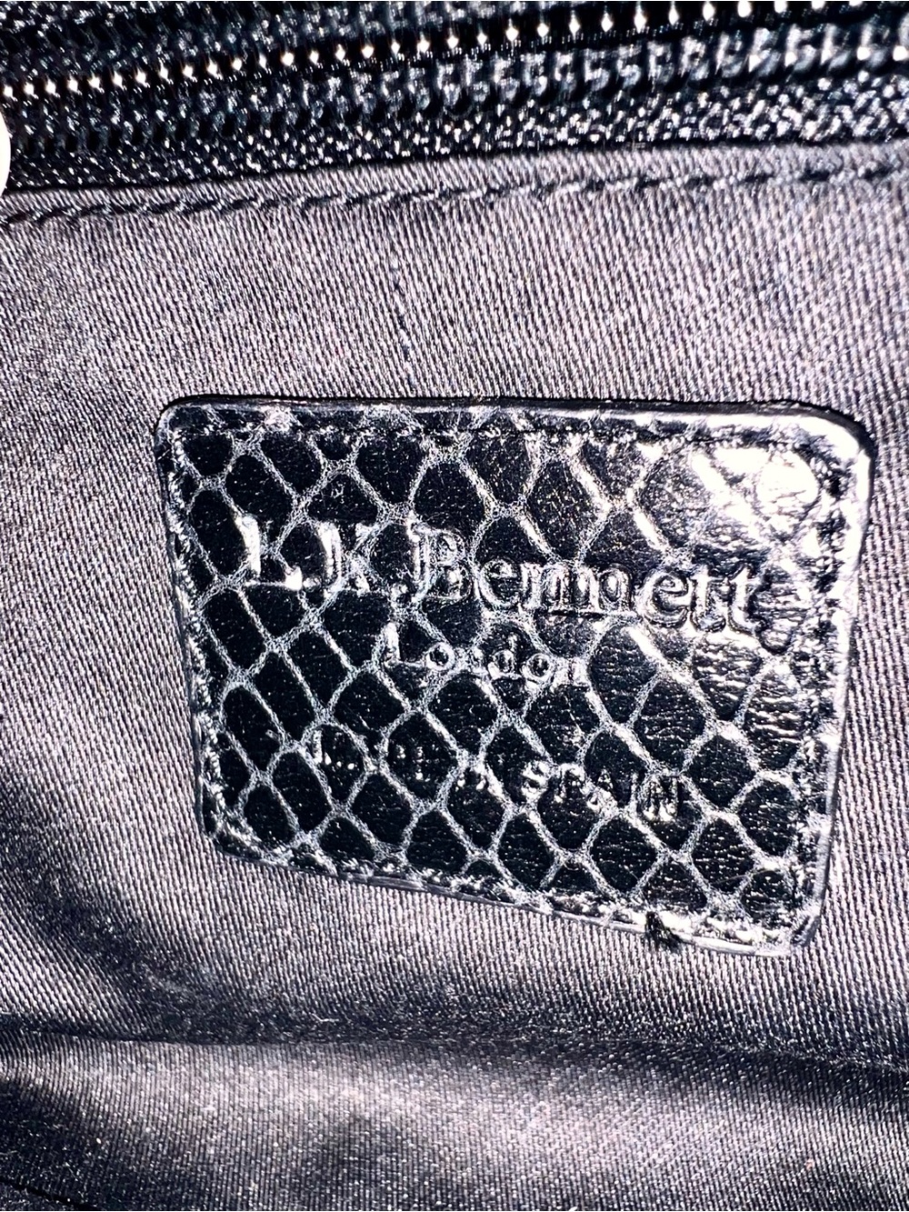 LK Bennett Kay Shoulder Bag - Black Snake with Metal strap & accents - Picture 6 of 7